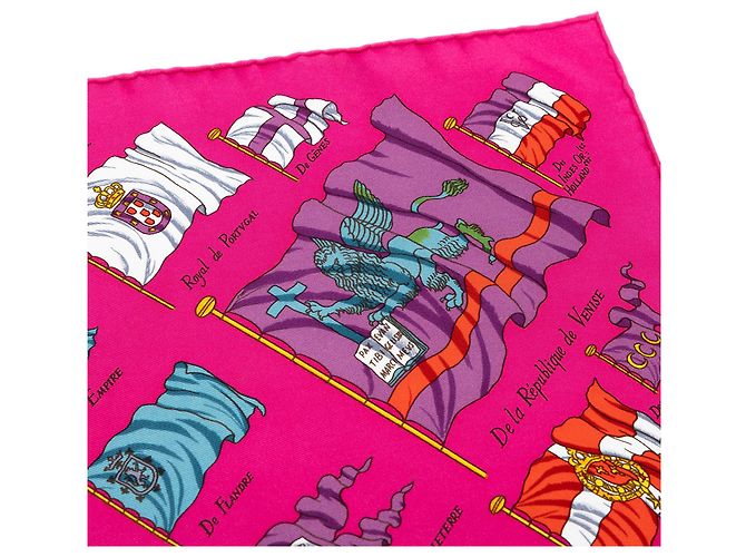 Foulard di seta Hermès Pink Pavois 45 - vista 4