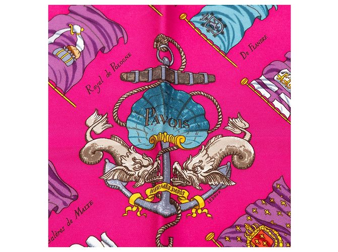 Foulard di seta Hermès Pink Pavois 45 - vista 7
