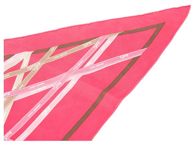 Pañuelo de seda Hermès Pink Bolduc Pointu Triangle - vista 7