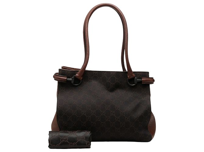Borsa a tracolla Gucci in denim GG marrone - vista 7