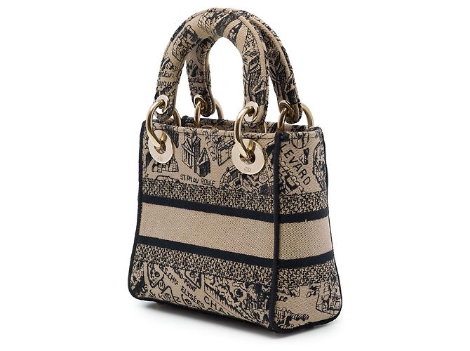 Dior Beige Mini Embroidered Canvas Plan de Paris Lady D Lite - vista 2