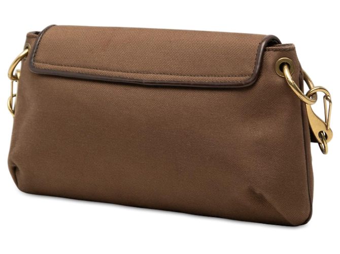 Borsa a tracolla Gucci in tela marrone con banda Web - vista 2