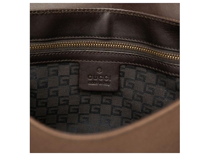 Borsa a tracolla Gucci in tela marrone con banda Web - vista 5