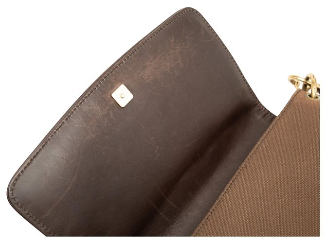 Borsa a tracolla Gucci in tela marrone con banda Web - vista 6