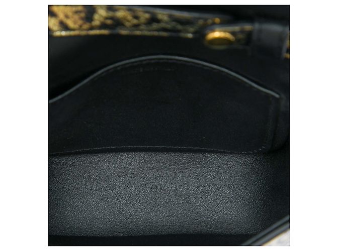 Céline Celine Gold Mini Metallic Calfskin Leopard Print Triomphe Crossbody - vista 4