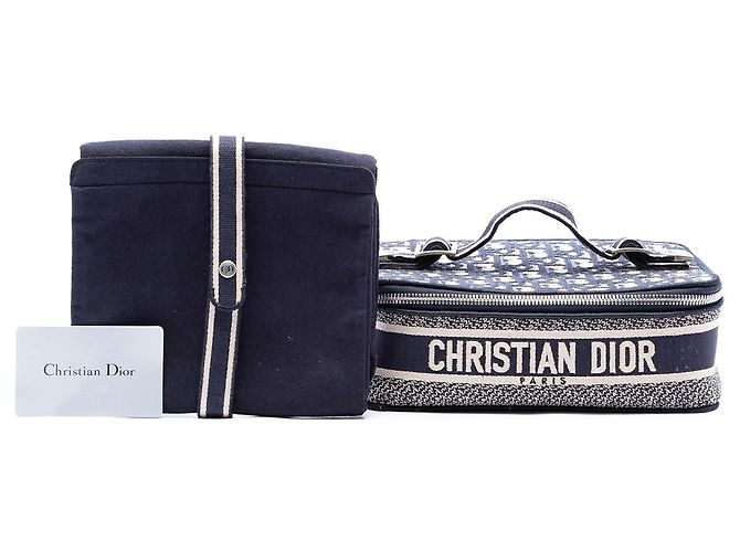 Dior Blue Oblique bestickte Canvas Vanity Bag - Ansicht 7