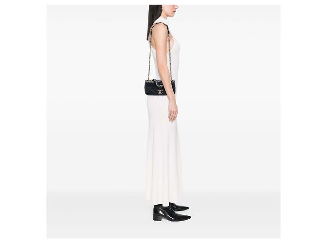 Chanel Black Small CC Quilted Lambskin and Tweed Chain Flap - Ansicht 5