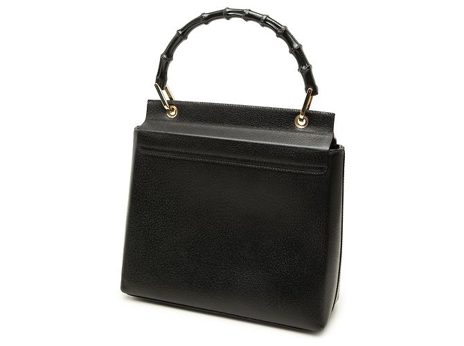 Bamboo Borsa Gucci in pelle di vitello nera con bambù - vista 2