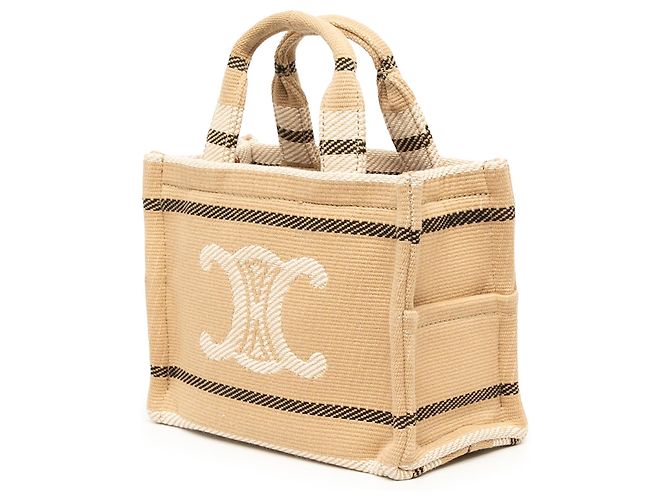 Céline Celine Beige Small Canvas Triomphe Stripe Cabas Thais Satchel - Ansicht 2