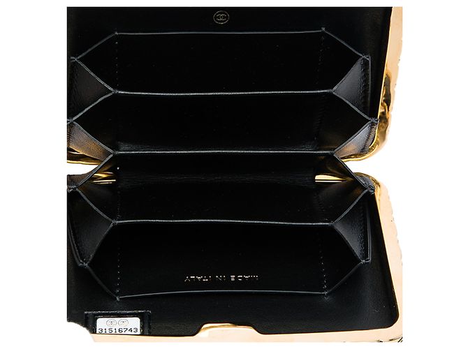 Chanel Piccola Box in Capretto Glacé Nero con Catena - vista 4