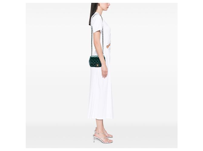 Chanel Green Mini Square Classic Patent Single Flap - vista 6