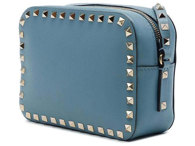 Borsa Camera Rockstud in pelle blu Valentino - vista 2