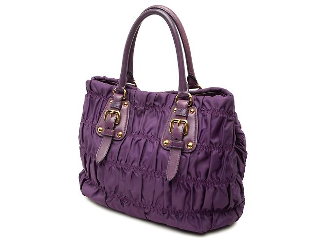 Borsa Prada Purple Tessuto Gaufre Satchel - vista 2