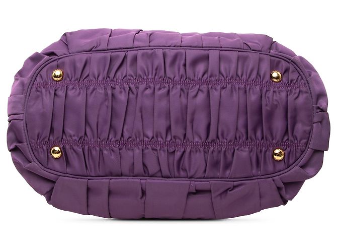 Borsa Prada Purple Tessuto Gaufre Satchel - vista 3