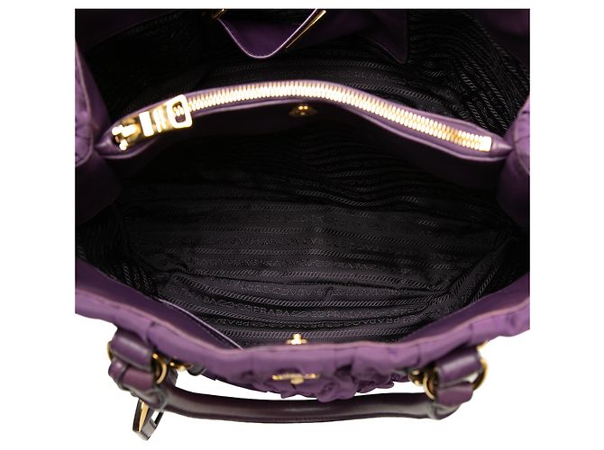 Borsa Prada Purple Tessuto Gaufre Satchel - vista 4