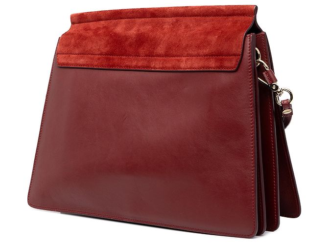 Chloé Faye Crossbody in pelle di vitello e camoscio rosso Medium - vista 2