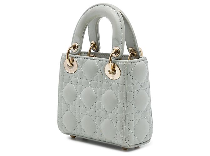 Dior Gray Mini Lambskin Cannage Lady Dior - vista 2