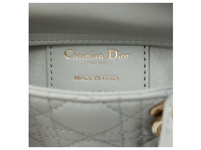 Dior Gray Mini Lambskin Cannage Lady Dior - vista 5