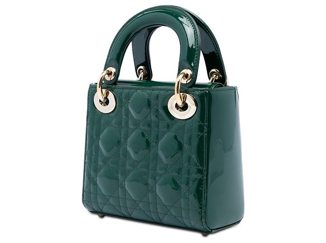 Dior Green Mini Patent Cannage Lady Dior - vista 2