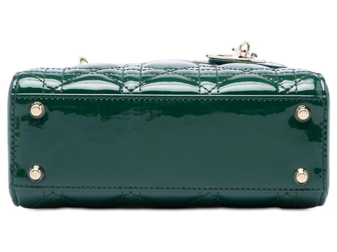 Dior Green Mini Patent Cannage Lady Dior - vista 3