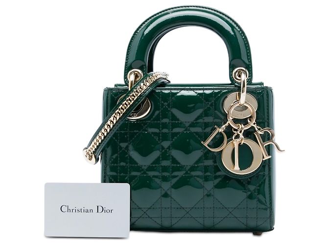 Dior Green Mini Patent Cannage Lady Dior - vista 6