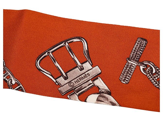 Hermès Orange Chaines et Gourmettes Seidentuch Twilly - Ansicht 2
