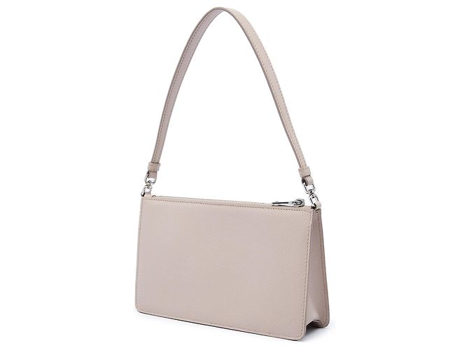 Borsa a tracolla Prada Mini Saffiano Lux Beige - vista 2