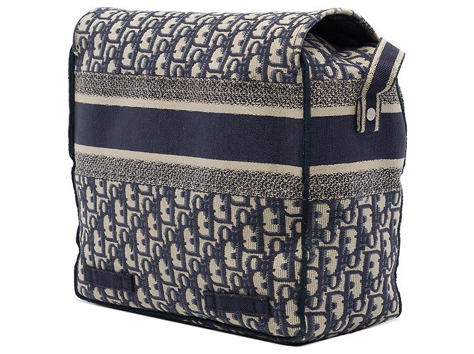 Borsa a tracolla Diorcamp in tela ricamata Oblique Blue Medium Dior - vista 2