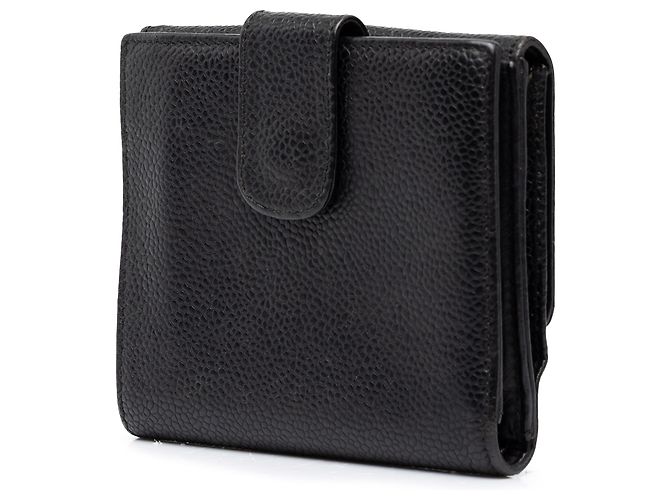 Cartera compacta Chanel Black CC Caviar - vista 2