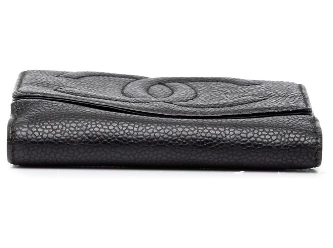 Cartera compacta Chanel Black CC Caviar - vista 3