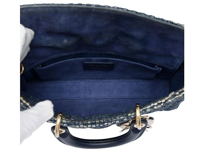 Dior Blue Medium Tweed Cannage Lady D Joy - Ansicht 4