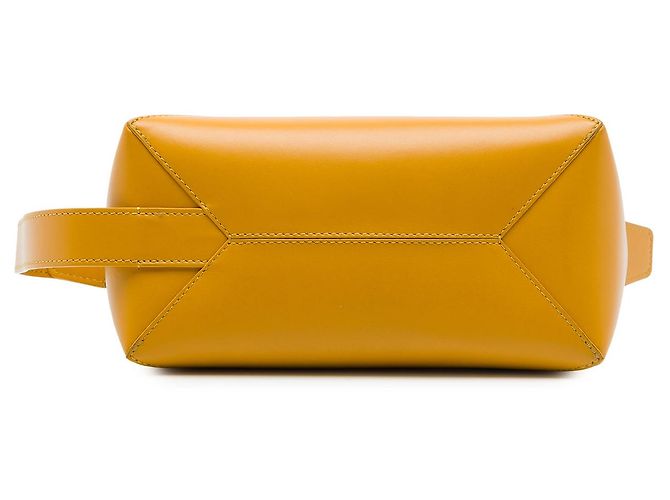 LOEWE Necessaire Puzzle Fold in pelle di vitello lucida gialla - vista 3