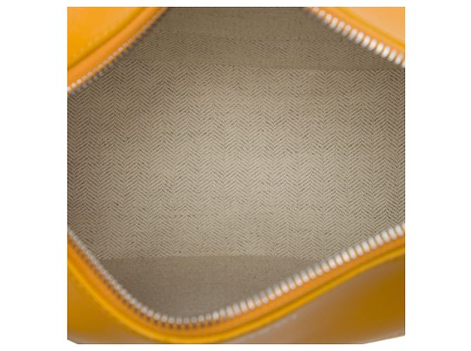LOEWE Necessaire Puzzle Fold in pelle di vitello lucida gialla - vista 4