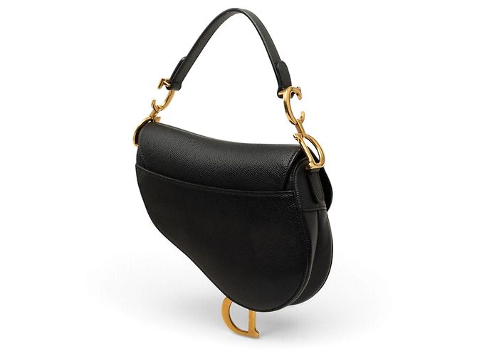 Borsa Saddle Dior Mini in pelle di vitello martellata nera - vista 2