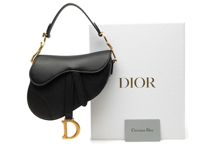 Borsa Saddle Dior Mini in pelle di vitello martellata nera - vista 7