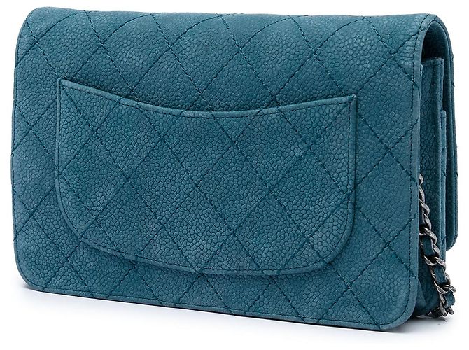 Chanel Blue Quilted Caviar Nubuck Reissue 2.55 Wallet On Chain - vista 2