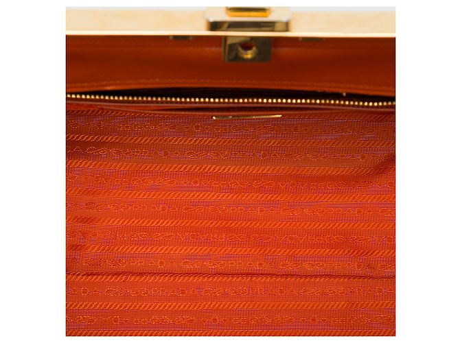 Prada Orange Saffiano Lux Frame Handtasche - Ansicht 4