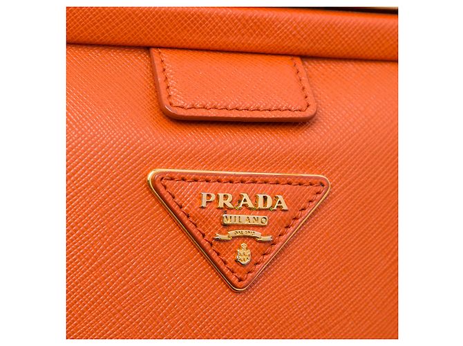 Prada Orange Saffiano Lux Frame Handtasche - Ansicht 5