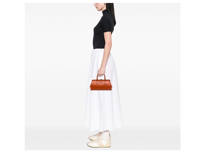 Prada Orange Saffiano Lux Frame Handtasche - Ansicht 6