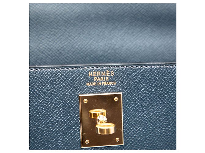 Hermès Blue Courchevel Kelly II Sellier 32 - vista 5