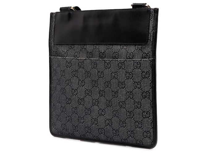 Borsa a tracolla Gucci in denim GG grigio - vista 2