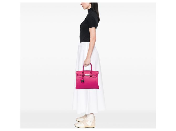 Hermès Birkin Retourne 30 in Chevre de Coromandel Rosa - vista 5