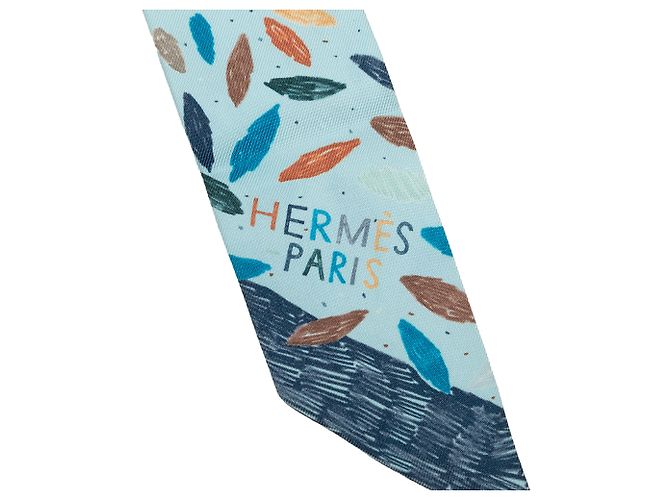 Twilly in seta Hermès Blue Chacun Fait Son Nid - vista 2