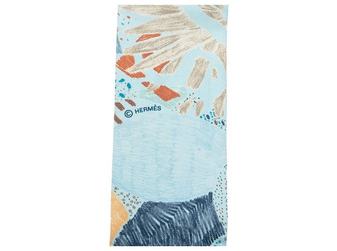 Twilly in seta Hermès Blue Chacun Fait Son Nid - vista 4