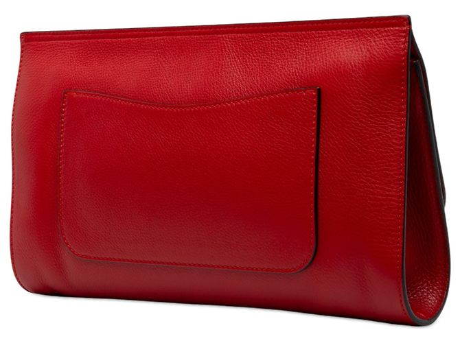 Bamboo Clutch Gucci Daily in vitello rosso e bambù - vista 2