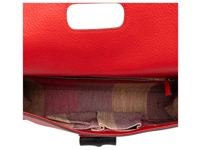 Bamboo Clutch Gucci Daily in vitello rosso e bambù - vista 4