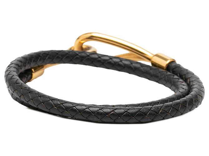 Bracciale Double Tour Jumbo Hook Hermès Black Placcato Oro e Swift - vista 3