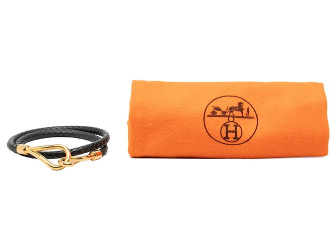 Bracciale Double Tour Jumbo Hook Hermès Black Placcato Oro e Swift - vista 5