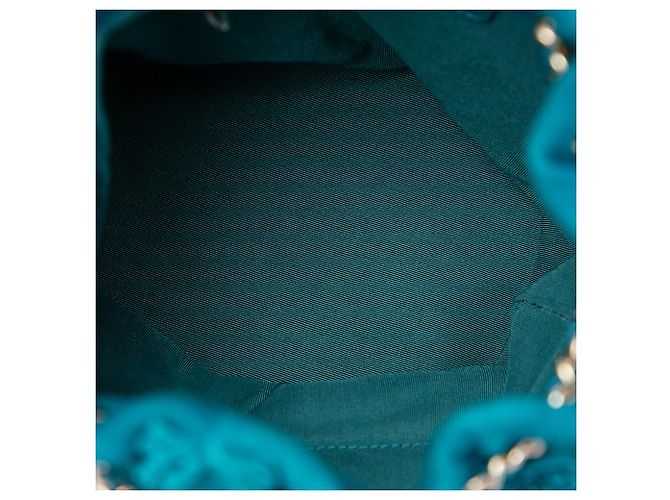 Borsa bucket Chanel Blue CC in camoscio con frange e coulisse - vista 4