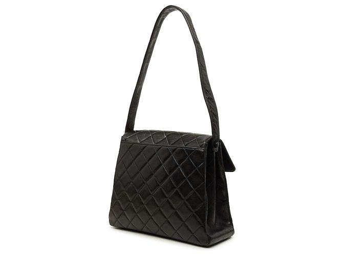 Borsa a tracolla Chanel Black CC Quilted Lambskin Straight Flap - vista 2